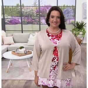 LOGO Layers Lori Goldstein Tie Front Cardigan Kimono S New A290220